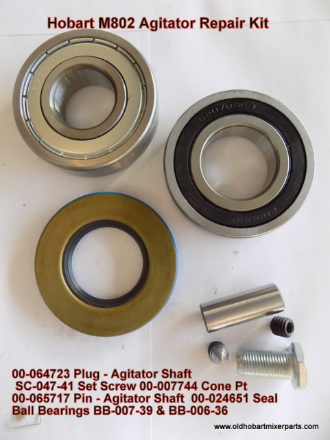 Hobart M802 Agitator Shaft Top Bearing BB-007-39 Bottom Bearing BB-006-36  00-024651 Planetary Oil S